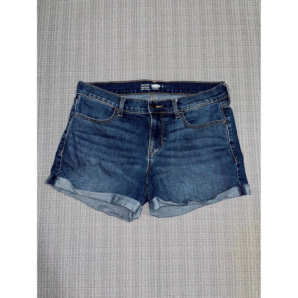 Old Navy Mom Shorts Womens 8 Blue Denim Cotton‎ Stretch Semi Fitted Street Wear